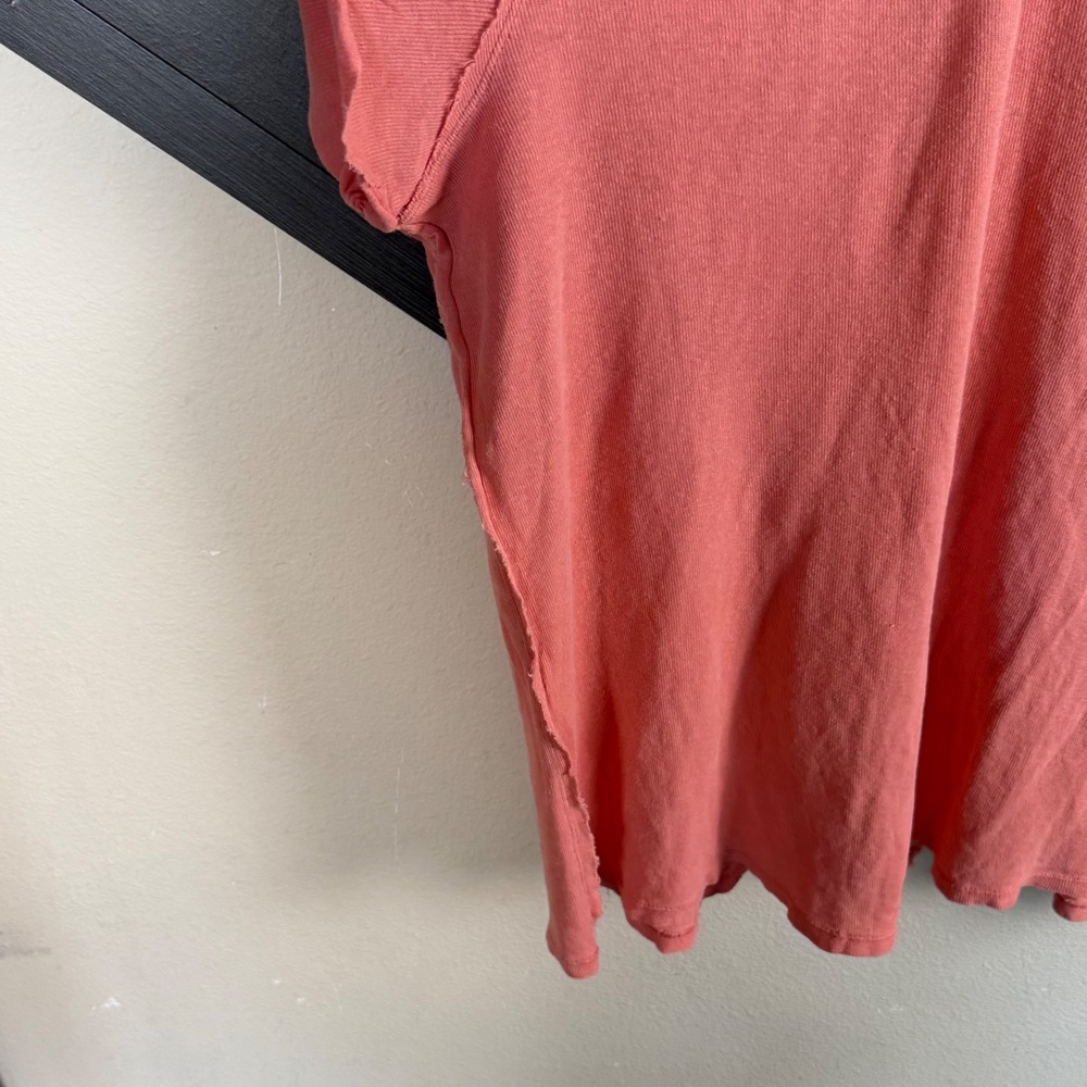We The Free Women's Large Burnt Coral Oversized Linen Blend Raw Seam Top NWT - Picture 5 of 9